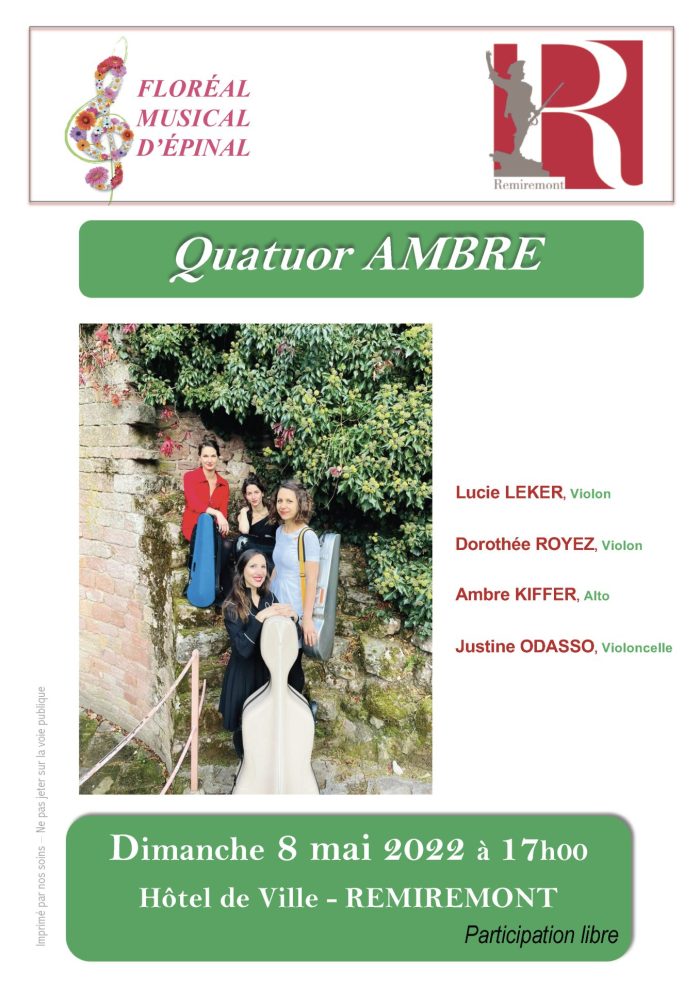 Ville De Remiremont Agenda AFFICHE A Quatuor AMBRE Vert Photo Gauche V