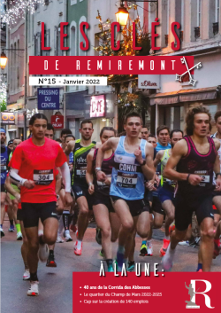 Image de la couverture du bulletin municipal de Remiremont de l'hiver 2022. On y voit des coureurs lors de la quarantième édition de la Corrida des Abbesses